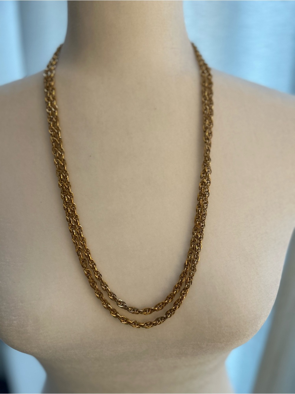 Trifari Double-Strand Gold-Tone Rope Necklace